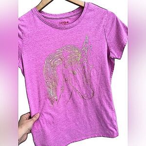 🌴 Cat & Jack Unicorn Heathers Pink Short Sleeve T-Shirt Girls XL(14-16) Pink